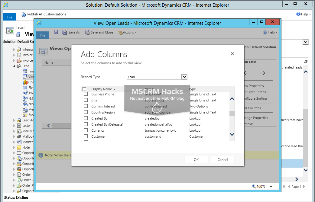 Fix missing Company Name in Lead System Views in CRM 2013 - Image 01